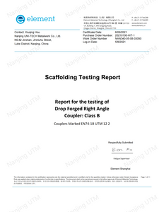 Zertifikat für klassische B-Winkelkupplung